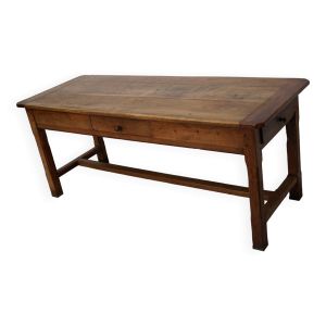 Table de salle à manger de ferme rustique française en orme antique du 19ème siècle
