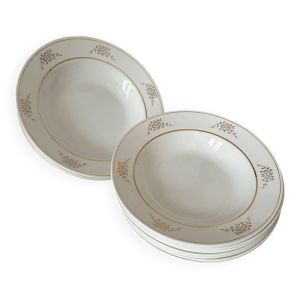 12 assiettes creuses Céranord France « Élisabeth », années 1930-1950