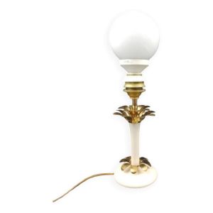 lampe à poser Maison Le Dauphin Palmier en laiton et bois