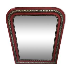 Ancien miroir Louis Philippe bois & plâtre rang de perles + frises vintage