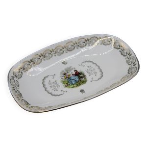 Petit Plat, Ravier, Beurrier ou Vide Poche en Porcelaine de France - Motif style Fragonard - XVIIIèm