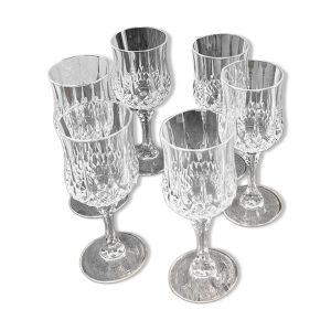 Cristal d’Arques Longchamp – Set de 6 verres à pied n 5 – Vintage 24% PbO