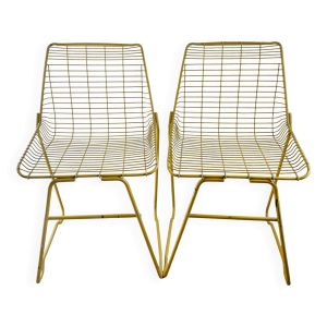 Paire de chaises en métal grillagé années 60