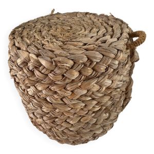 Repose-pied pouf tressé années 70