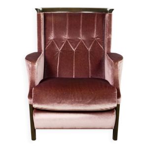 Fauteuil italien en velours violet conçu pour Giorgetti, années 1970