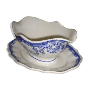Saucière anglaise en porcelaine lunéville motif Jouy