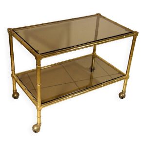 Desserte, table à roulettes en laiton '' bambou