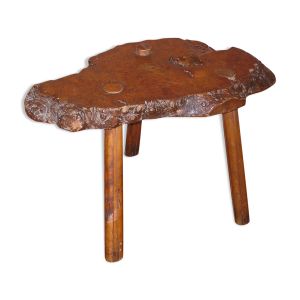 Table basse tripode en loupe d'orme