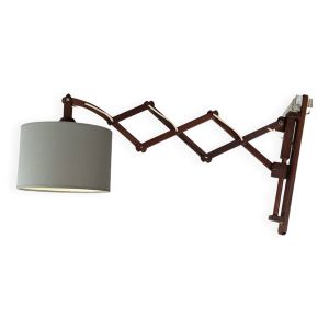 Lampe potence accordéon scandinave en teck 1960