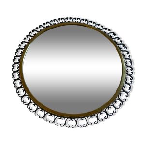 Miroir soleil 1960 laiton et fer forgé