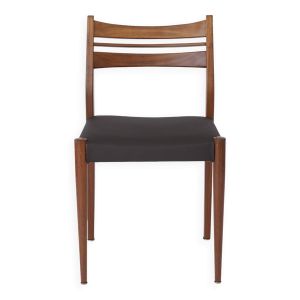 Chaise de salle à manger en hêtre teinté et skaï noir, Allemagne années 1960-1970