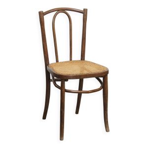 Chaise de bistrot avec assise en rotin tressé