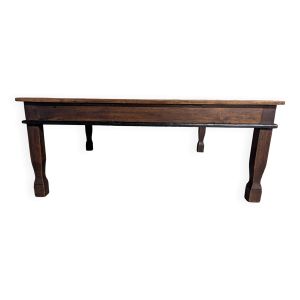 Table basse en bois exotique et bambou