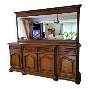 Meuble enfilade entièrement en  chêne massif + miroir cadre en chêne massif
