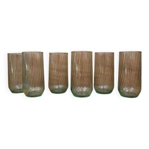 6 verres à eau Vert à tourbillon optique Luminarc