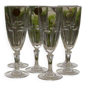 Lot de 6 flûtes à champagne en cristal d'arques. modèle bergamo.