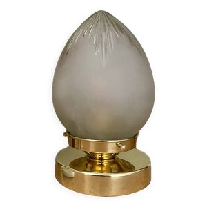 Lampe à poser globe vintage art déco en verre dépoli