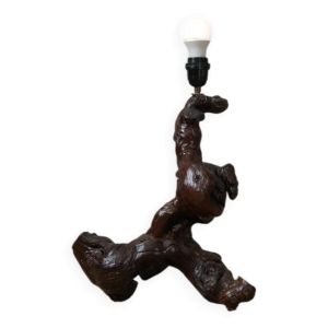 Pied de lampe pied de vigne décoration campagne brutaliste art populaire fabrication artisanale