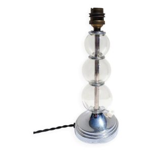 Pied de lampe chrome et boules en verre dlg J. Adnet