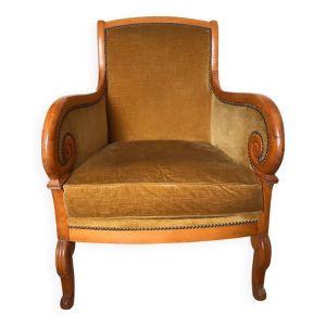 Fauteuil Bergère en acajou style Restauration époque fin XIXe