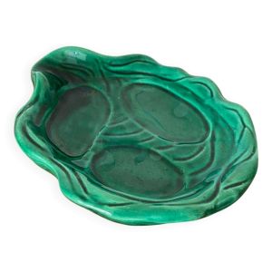 Plat Ancien Condimentier VALLAURIS Céramique Verte Art De La Table Vintage