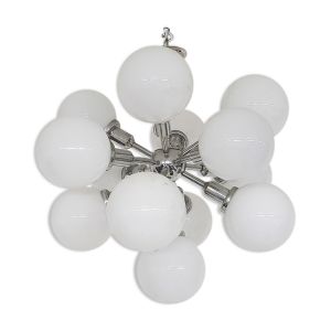 Suspension en métal « Spoutnik » du milieu du siècle avec 13 globes en verre, années 1970