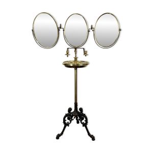 Miroir triptyque de barbier en laiton epoque napoleon iii réglable en haute