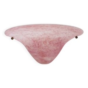 Applique murale demi lune en pâte de verre rose Verrerie d'Art Années 70 80