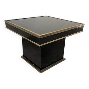 Table basse console appoint en laque noire et laiton