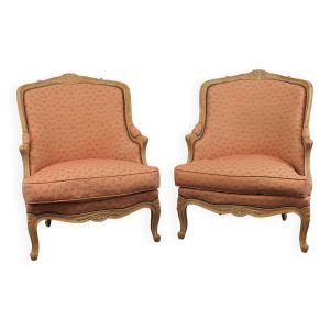 Paire de fauteuils bergère de style Louis XV