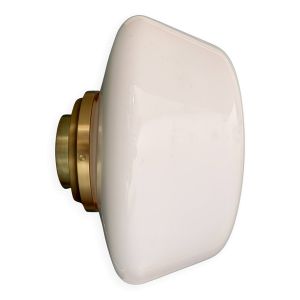 Applique ou plafonnier globe vintage Mazda XXL en opaline blanche