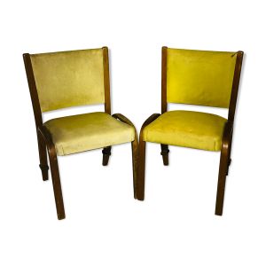 Paire de chaises vintage Bow wood pour Steiner - tissu et bois