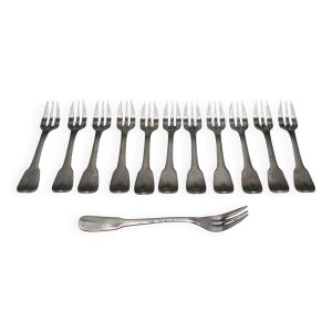 12 fourchettes a gateau dessert boite christofle modele bearn acier - tbe
