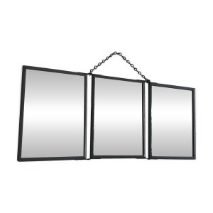 Miroir vintage 1940 triptyque barbier coiffeur bateau mer - 16 x 37 cm