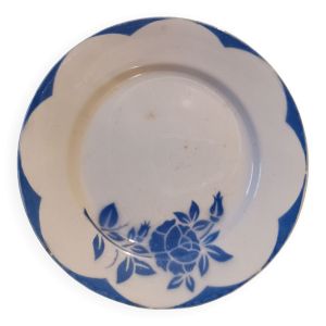 Assiette vintage Sarreguemines Digoin France motif fleur bleue corsica