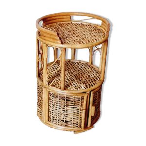 Table d'appoint ou chevet en rotin et osier
