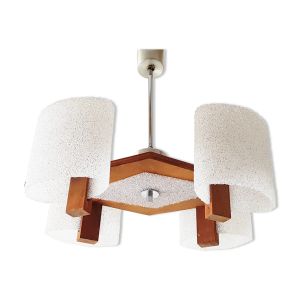 Lustre scandinave en teck et résine 1960