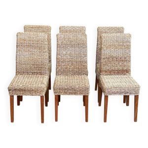 6 chaises rotin bananier abaca