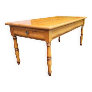 Table basse 2 tiroirs en merisier massif