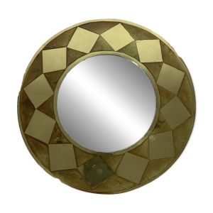Miroir rond laiton doré vintage