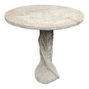 Table de jardin en ciment pied forme tronc