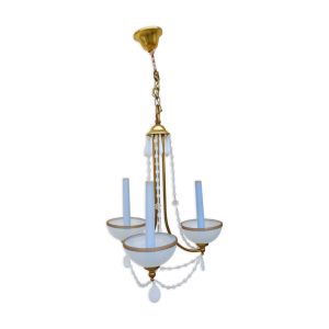 Lustre en opaline verre opalescent pampilles et guirlandes en verre murano