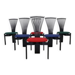 6 chaises de salle à manger postmodernes « Totem » par Westnofa, années 1980