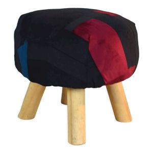 Tabouret pouf scandinave patchwork des années 1990