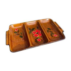Plat de service, ramequin Poet Laval vintage décor couleurs d'Automne années 60-70
