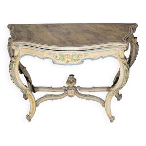 Console Vénitienne galbée style Louis XV en bois laqué circa 1900