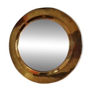 Miroir rond en laiton et verre piqué