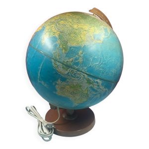 Mappemonde, globe terrestre  replogle Horizon Mondiale, Chicago 1970, fonctionne