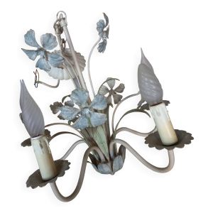 Lustre métal fleurs polychrome