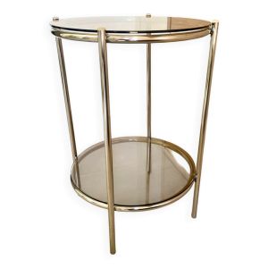 Console inox chrome et verre fumé 1970